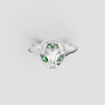 Alien Yeşil Göz Yüzük 14 Karat Beyaz Altın