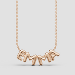 Bubble Letter Pembe Altın İsim Kolyesi
