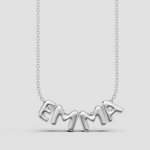 Bubble Letter Beyaz Altın İsim Kolyesi