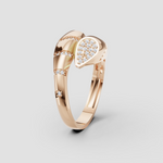 Fısıltı – Yılan Formlu Taşlı Yüzük 14 Karat Rose Altın