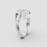 Fısıltı – Yılan Formlu Taşlı Yüzük 14 Karat Beyaz Altın