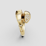 Fısıltı – Yılan Formlu Taşlı Yüzük 14 Karat Altın